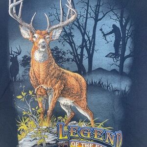 Buck Wear Men’s Legend of the Fall Bowhunting Graphic Tee - Brown Deer on Blue